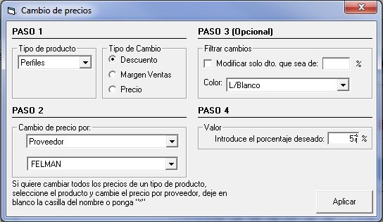 Cambios de precios